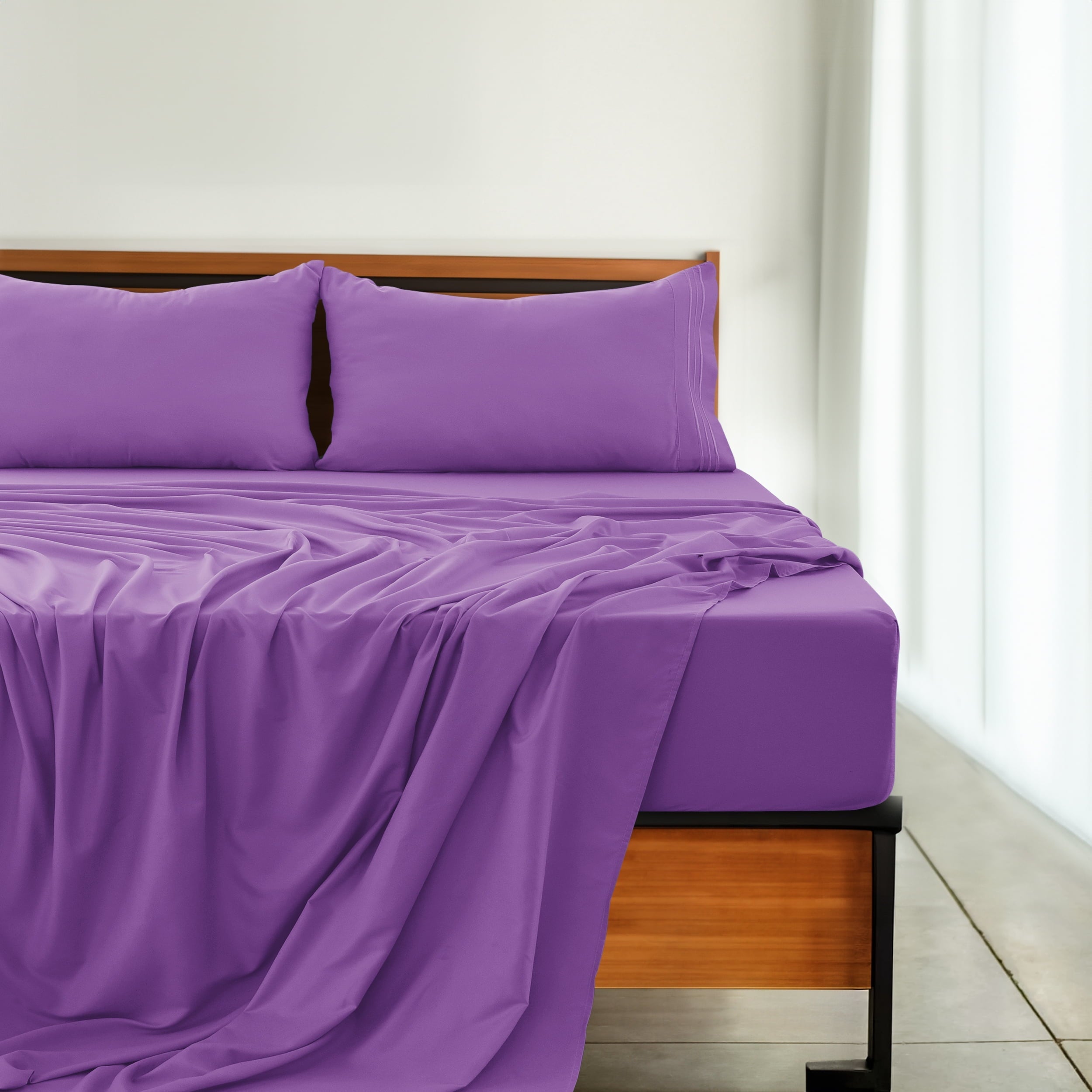 Ultra-Soft Queen Size Sheets Set Brushed Microfiber High GSM, 4 Piece Sheet Set Upto 16 Inches Deep Pocket Bedding Sheets & Pillow - Breathable Egyptian Cotton Flat & Fitted Sheets Detail