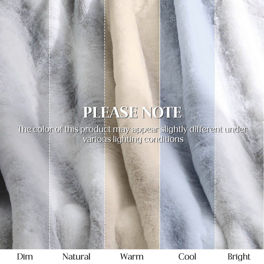 Decorative Knitted Luxury Faux Fur Throw Blanket for Bed Super Thick Warm Fuzzy Blankets for Bedroom Living Room, 60" x 80", White - Cozy Fleece Throw Blanket for Couch & Bed Detail