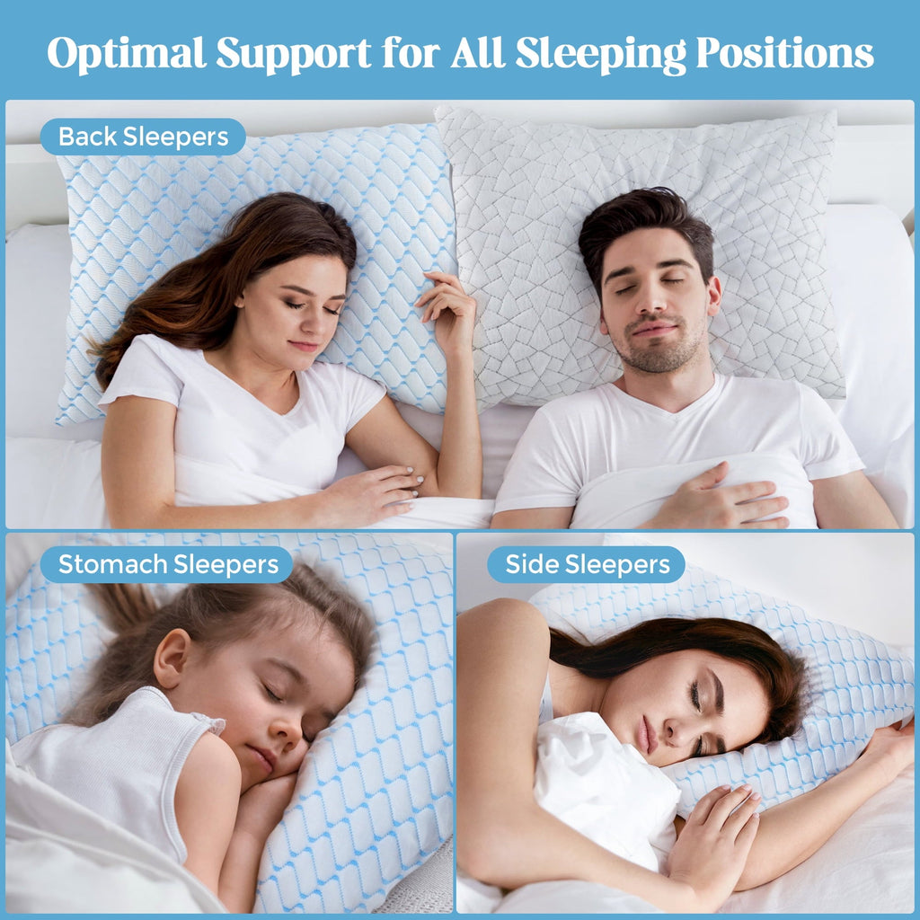 Ergonomic Memory Foam Shredded Memory Foam Pillows Standard Size Set of 2, Regulating Reversible Cooling Pillow Bed Pillow for Bed, Adjusta... - Decorative Throw Pillow Cushion for Sofa & Bed Detail