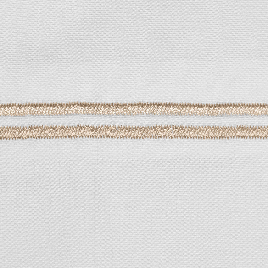 Cooling Sateen 4-Piece 300 Thread Count White Pima Cotton Bed Sheet Set with Tan Hem, Full , Adult/Teen - Cooling Hotel Quality Bedding Sheets and Pillowcases Detail