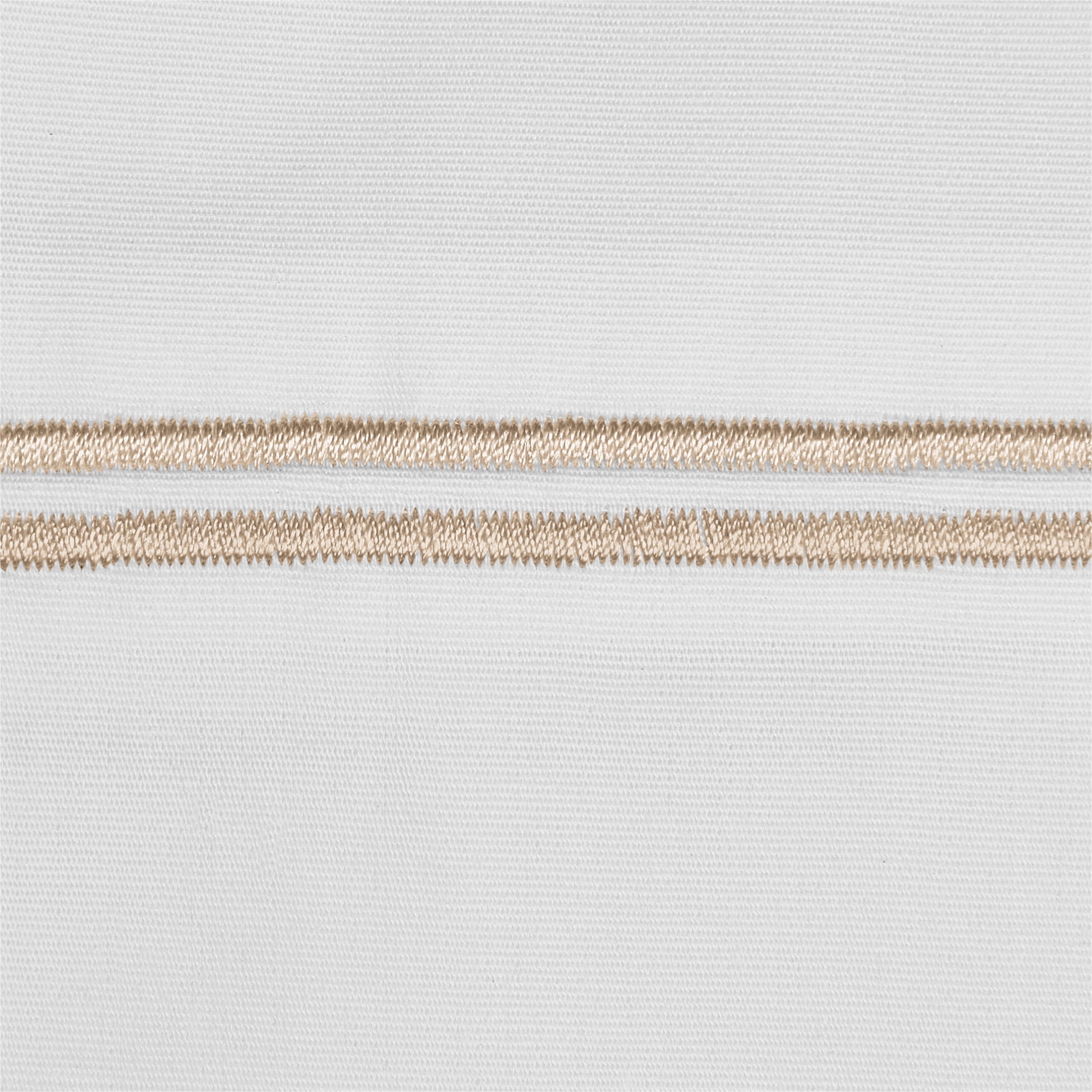 Cooling Sateen 4-Piece 300 Thread Count White Pima Cotton Bed Sheet Set with Tan Hem, Full , Adult/Teen - Cooling Hotel Quality Bedding Sheets and Pillowcases Detail