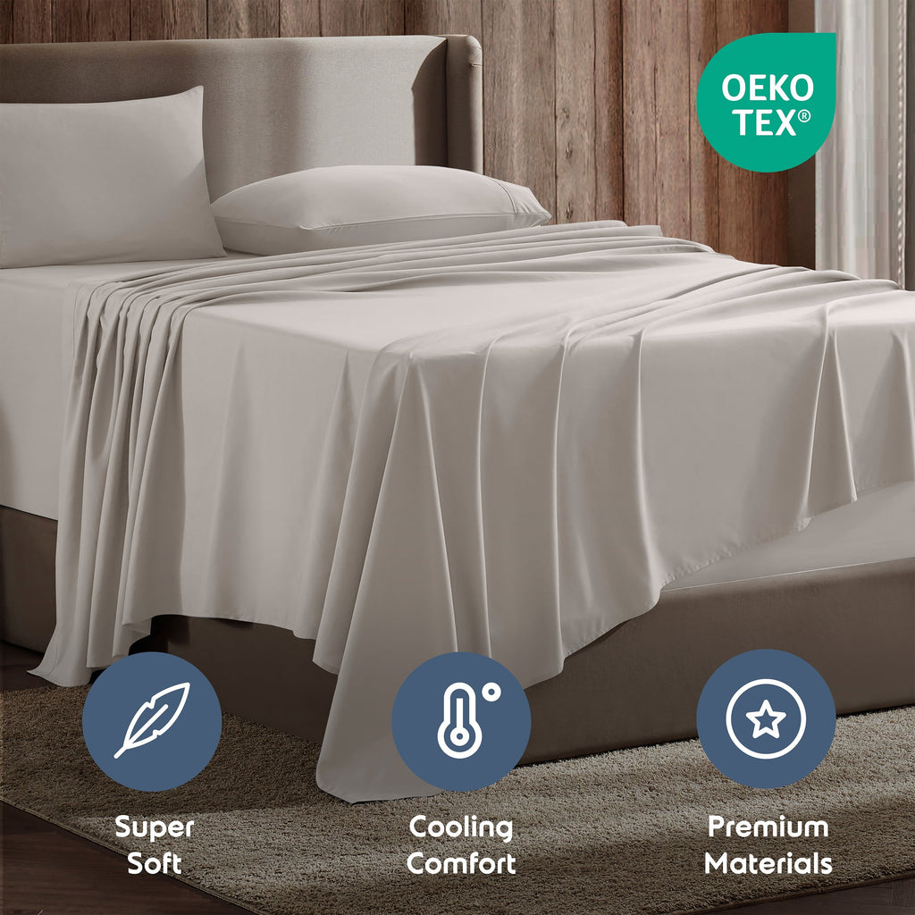 Wrinkle-Resistant Extra Deep Pocket Full Sheets Set, 4 Piece, Fits 18"-24" Mattress, Breathable & Extra Soft Bed Sheets, Linen - Premium Ultra-Soft Pillowcase Pair for Sleeping Detail