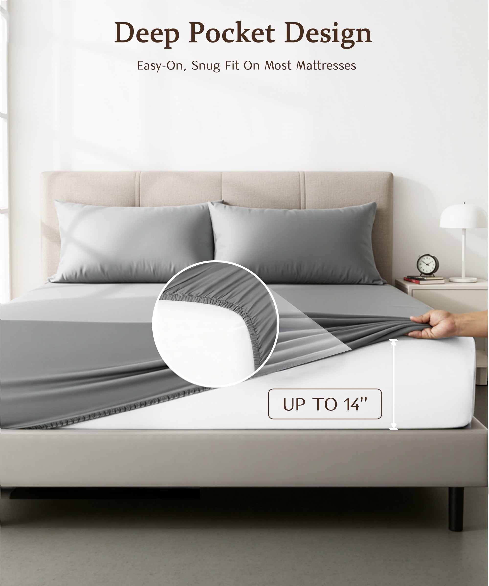 Breathable Luxury Full Size 4 Piece Sheet Set, Comfy Breathable Cooling Bed Sheets Set, Hotel Luxury Bedding, Deep Pockets, Ultra-Soft,... - Luxury Bed Sheet Set with Deep Pockets Detail