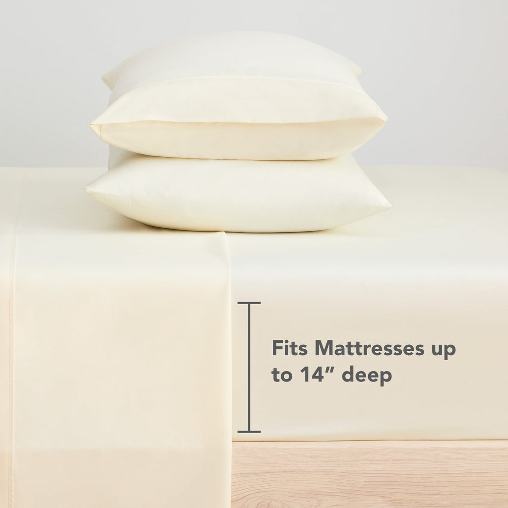 Wrinkle-Resistant Brushed Microfiber Fitted Sheets - Bedding Essentials - Full - (6 Pack) Ivory - Breathable Egyptian Cotton Flat & Fitted Sheets Detail
