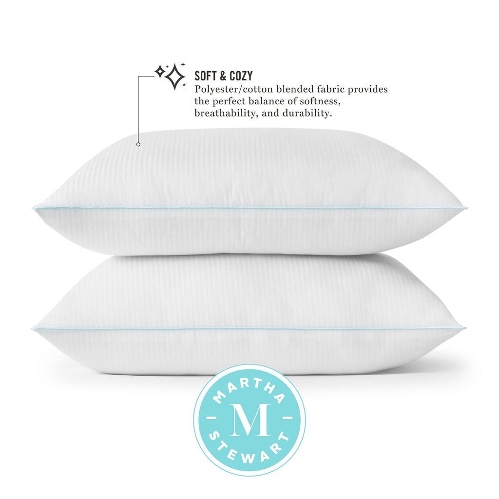 Decorative Plump Classic Stripe Bed Pillows Standard / Queen Size Set Of 2, Enhanced Loft Plush Pillow for All Sleep Positions, 20" x ... - Decorative Throw Pillow Cushion for Sofa & Bed Detail