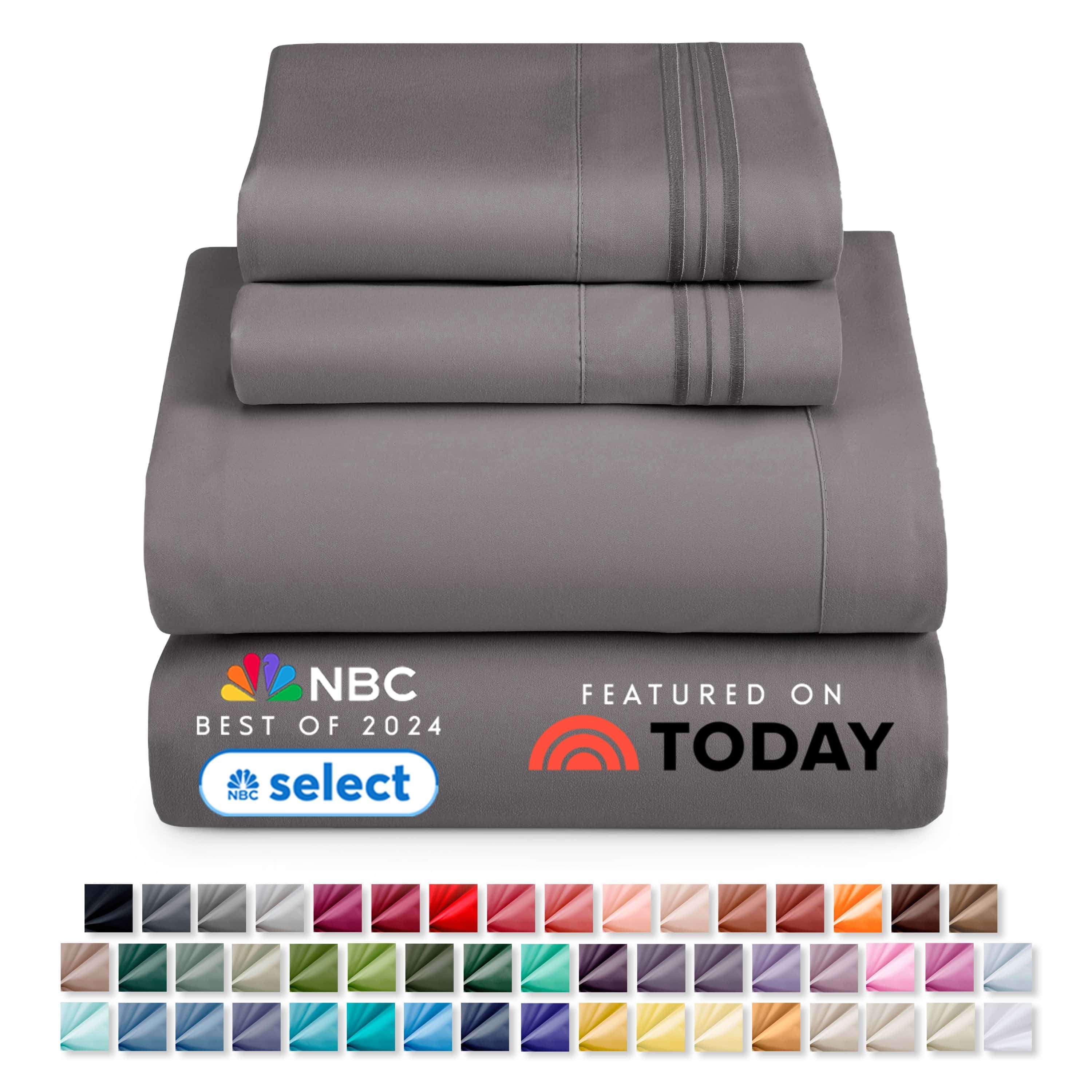 Premium Egyptian Cotton Queen Sheets Set, 1800 Series 4 Piece Sheets , Luxury Soft Microfiber Queen Size Bed Sheets Set, Gray - Premium Ultra-Soft Pillowcase Pair for Sleeping Detail