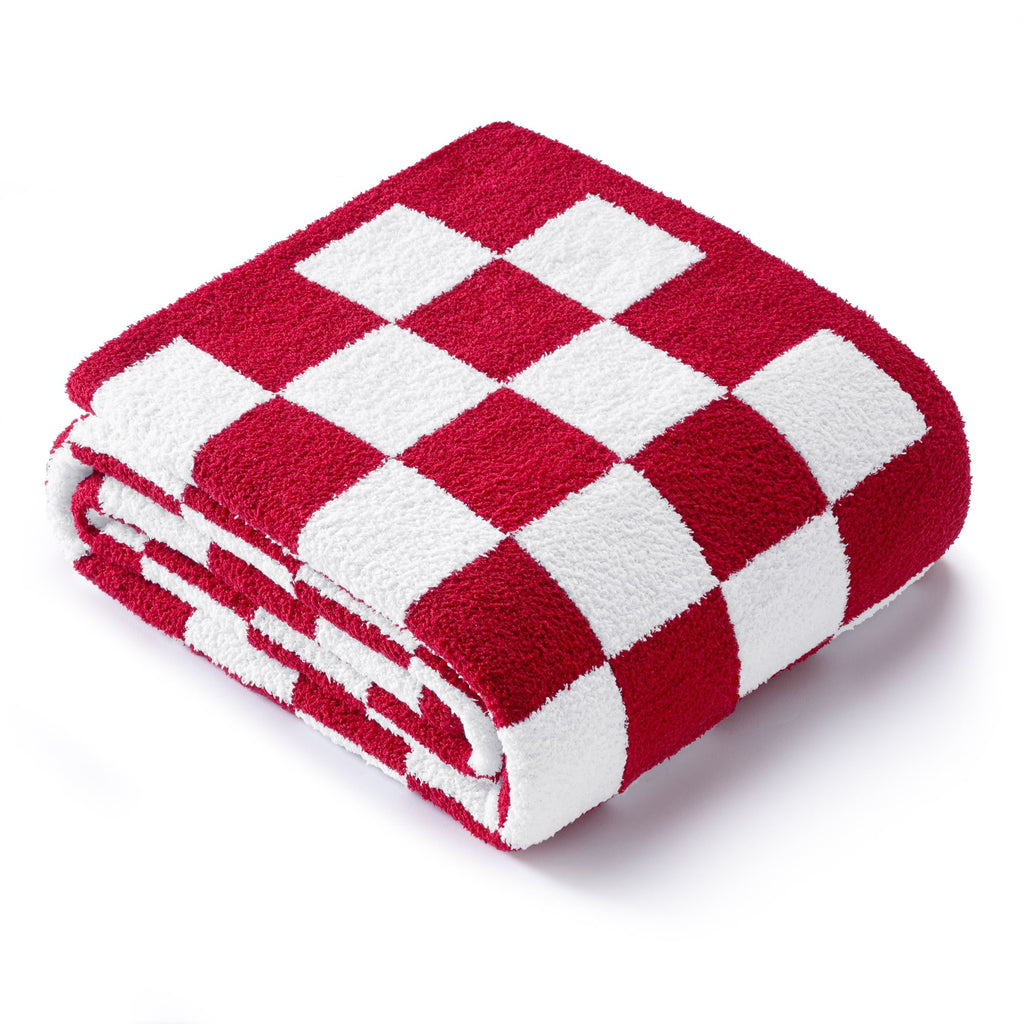 Super Soft Flannel Checkered Knit Throw Blanket, Ultra Soft Cozy Fluffy Checkerboard Blankets, Lightweight Fuzzy Plush Throw for Couch a... - Lightweight Plush Warm Blanket for All Seasons Detail