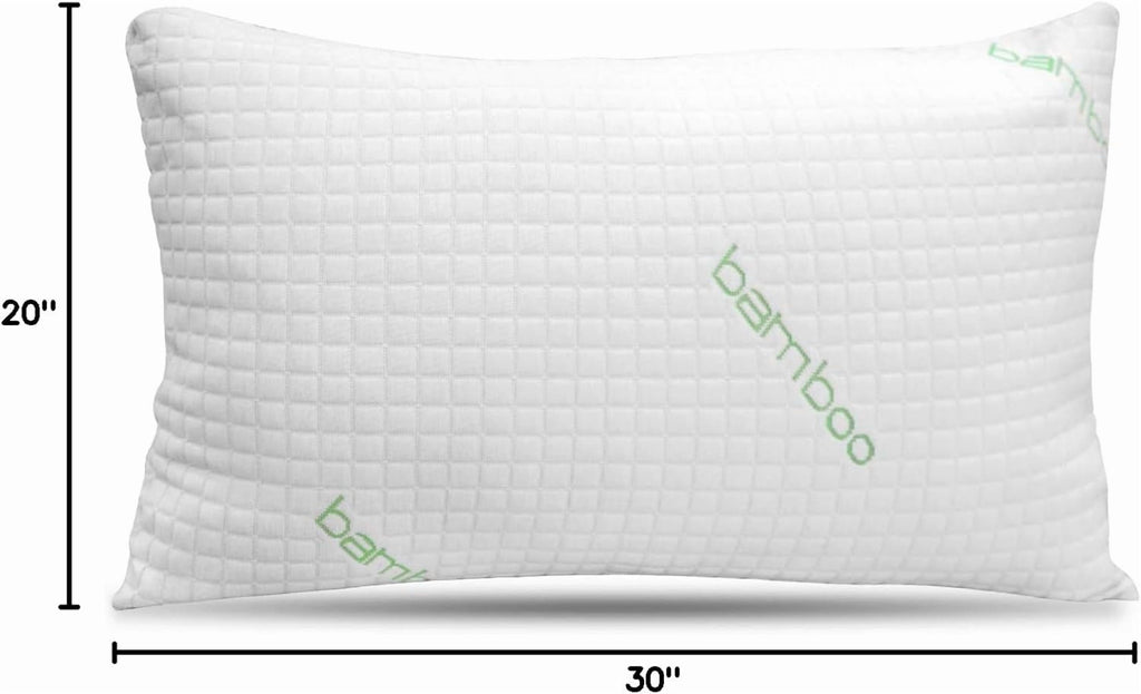 Decorative Plump Queen Size Bamboo Pillow, Memory Foam Bed Pillows with Washable Pillowcases, Queen - Decorative Throw Pillow Cushion for Sofa & Bed Detail