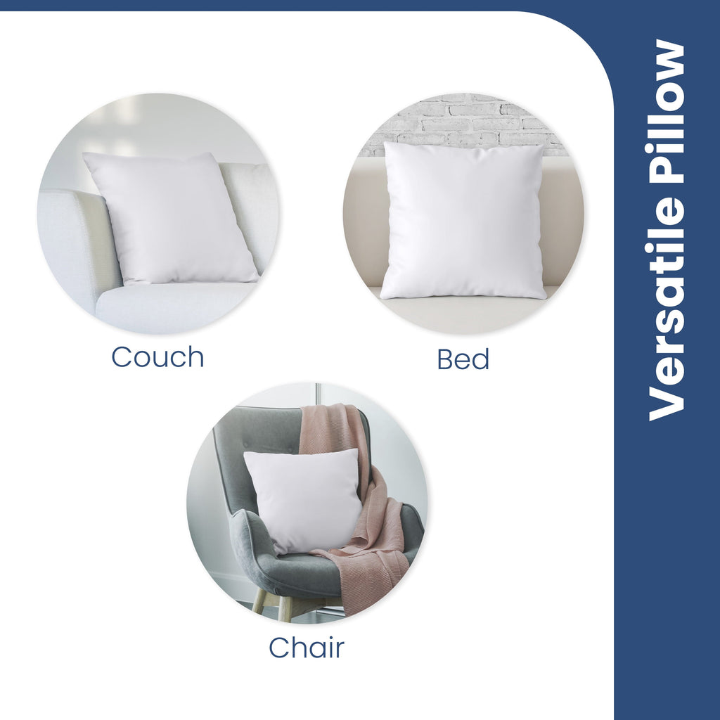 Decorative Plump Down Alternative White Euro Pillow Insert 26x26 – Soft & Durable - Orthopedic Shredded Foam Bed Pillow Set Detail