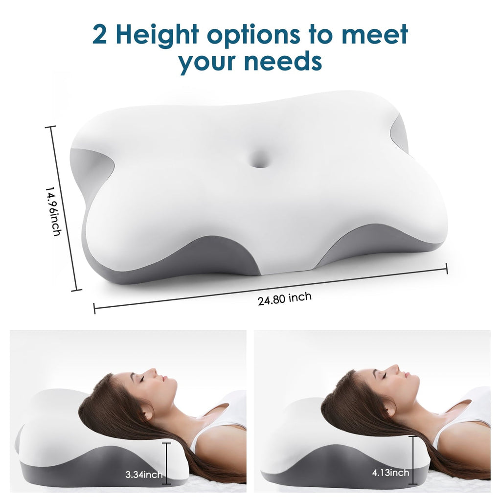 Hotel Collection Memory Foam Bed Pillow for Pain Relief,Ergonomic Memory Foam Pillows for Sleeping for Side Back Stomach&Sleepers with... - Ergonomic Memory Foam Pillow for Neck Pain Support Detail