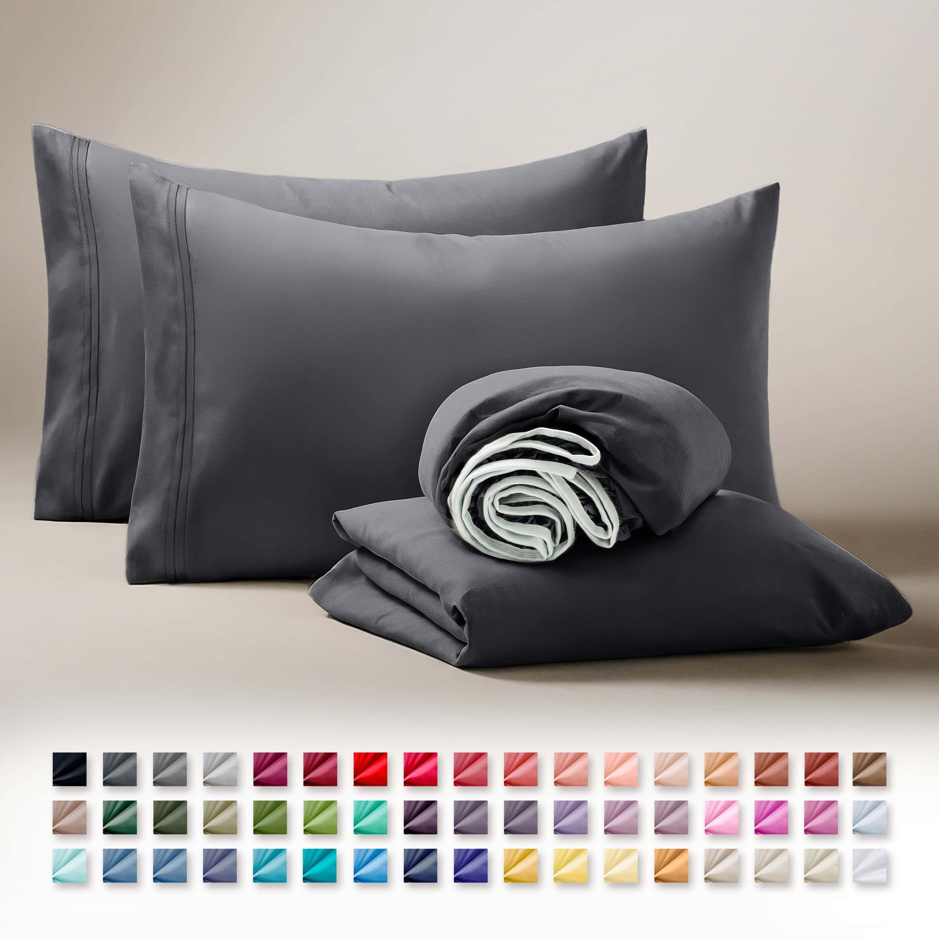 Ultra-Soft Sheets Set, 4 Piece Deep Pocket Sheets, 100% Soft Microfiber Bed Sheets Set, Gray - Cooling Hotel Quality Bedding Sheets and Pillowcases Detail