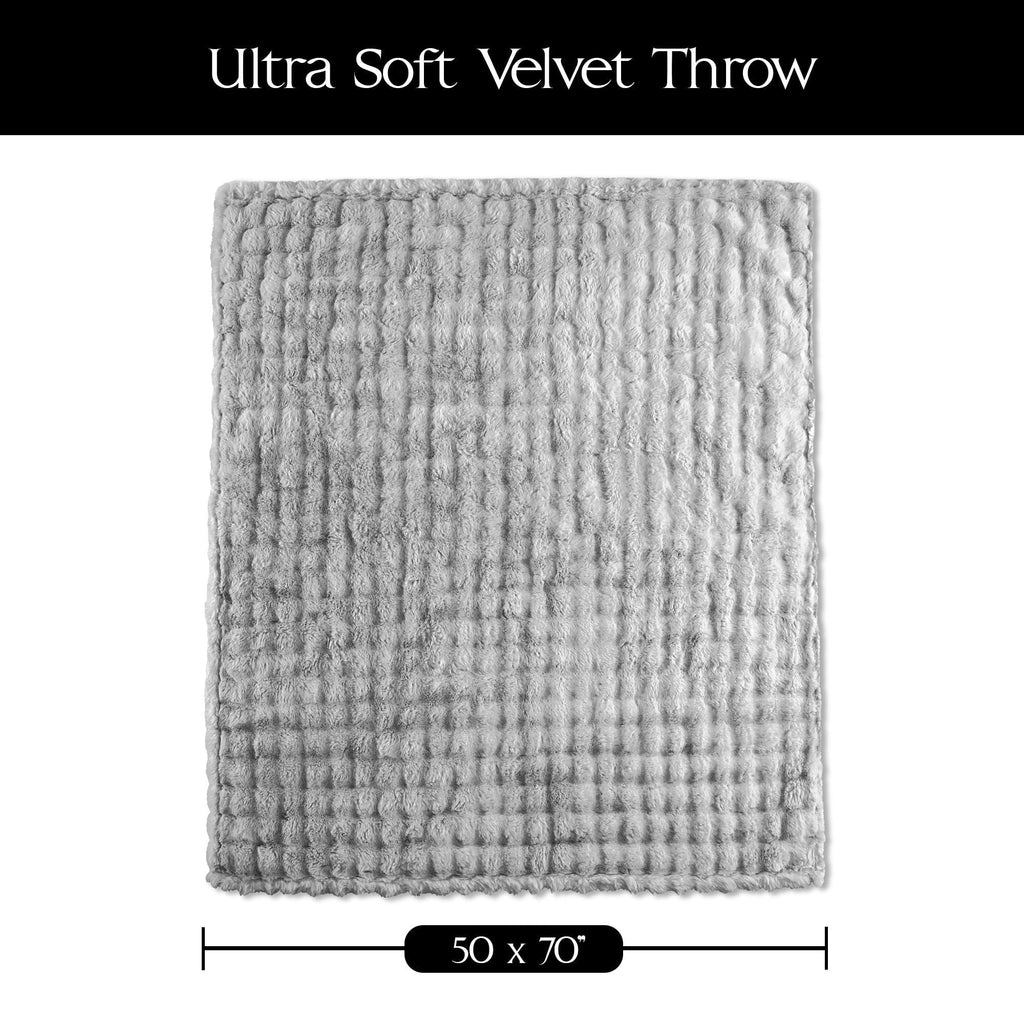 Super Soft Flannel Serenade Gray Textured Faux Fur Throw Blanket, 50 x 70 - Lightweight Plush Warm Blanket for All Seasons Detail