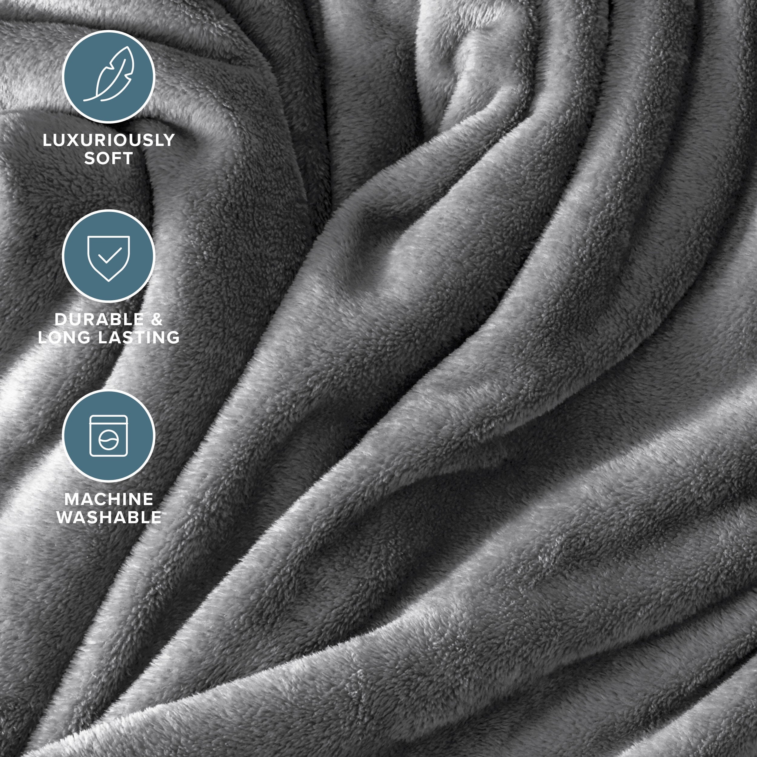 Super Soft Flannel Microplush Fleece Blanket - 300 GSM - Fuzzy Microfleece - Soft & Plush - Full/Queen, Gray - Cozy Fleece Throw Blanket for Couch & Bed Detail