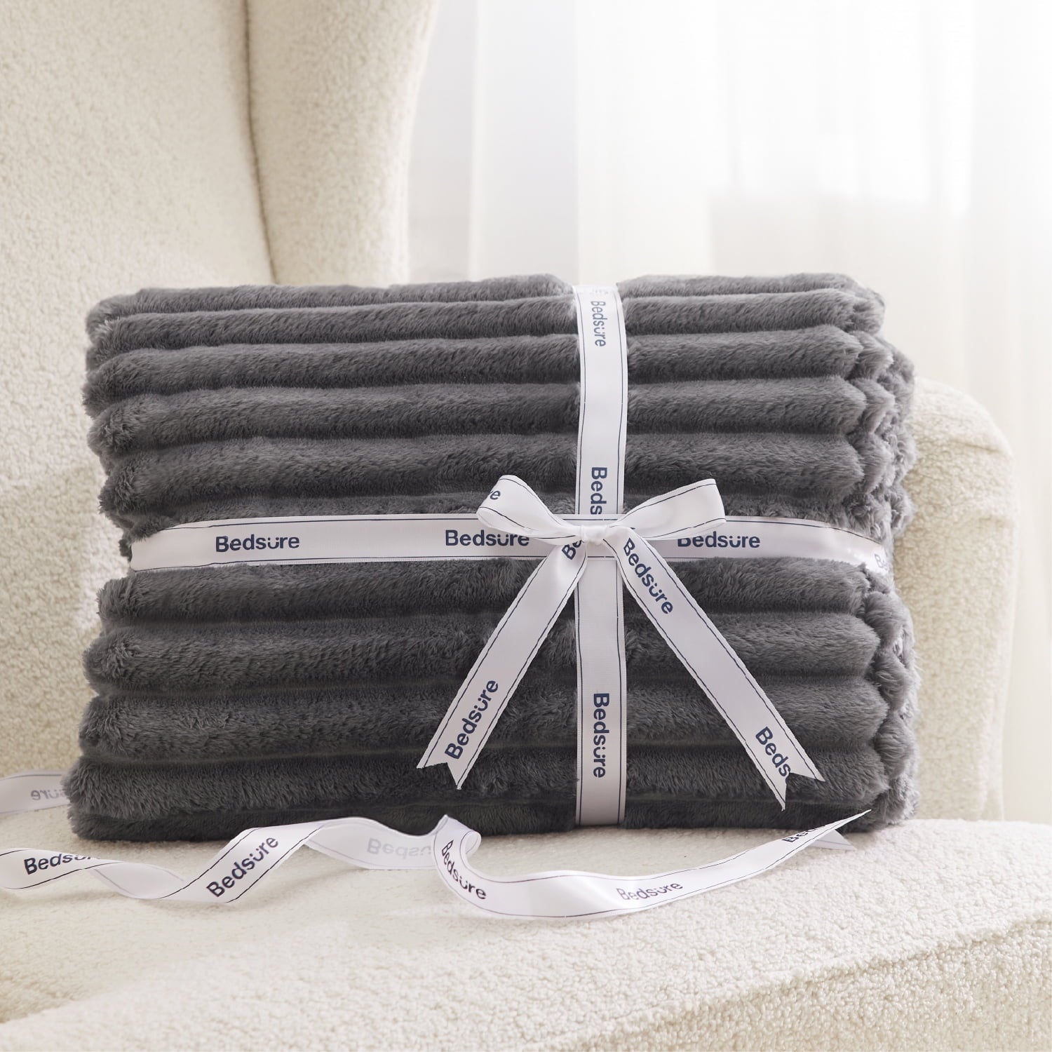 Cozy Fleece Grey Fleece Throw Blanket for Couch - Super Soft Cozy Blankets for Women, Girls, 50x60 inches - Luxury Knitted Decorative Throw Blanket with Fringes Detail