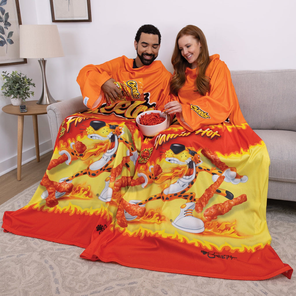 Cozy Fleece Cheetos Flaming Hot Wearable Blanket - Luxury Knitted Decorative Throw Blanket with Fringes Detail