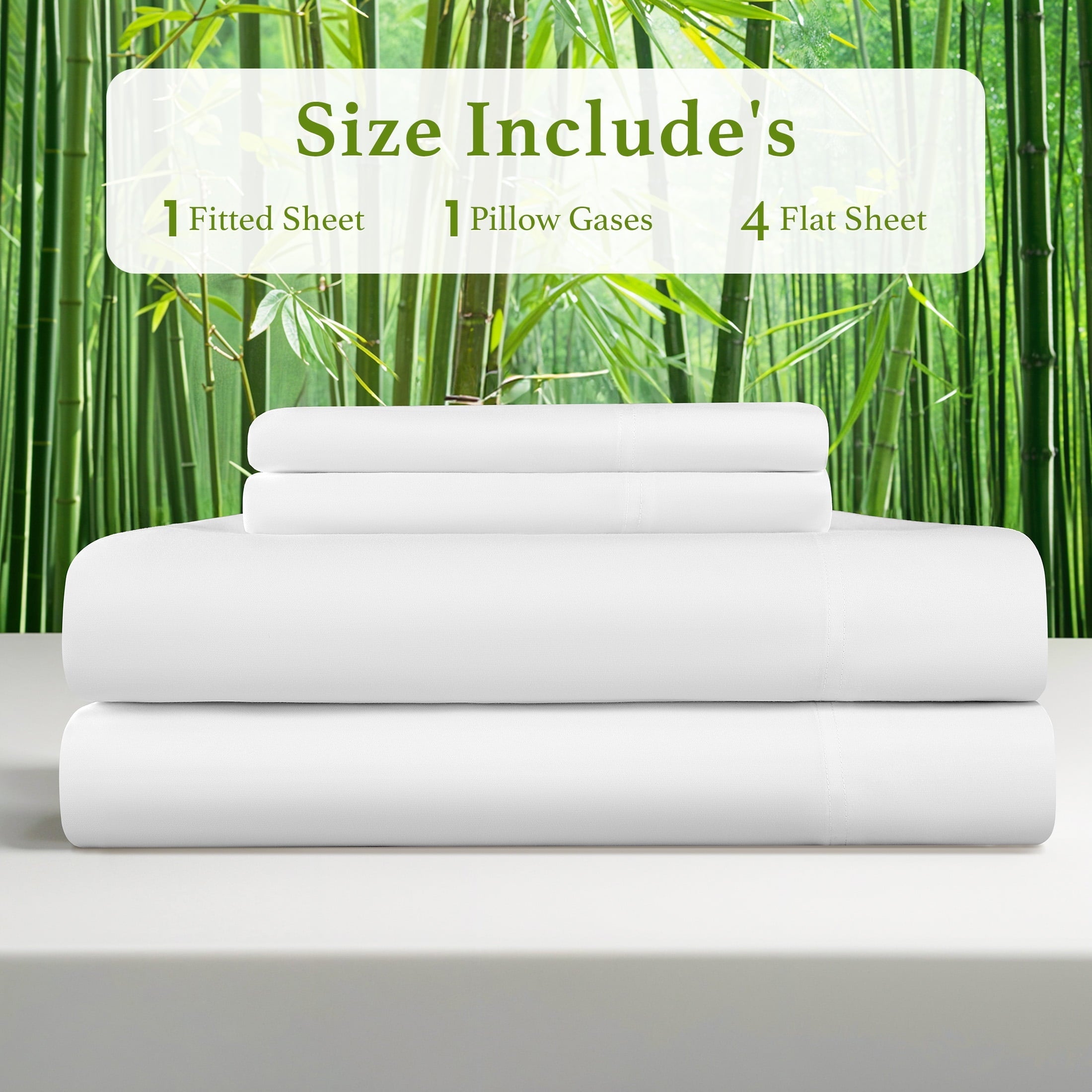 Premium Egyptian Cotton Bamboo Sheets Set, 4-Piece Queen Sheet Set with 16" Deep Pockets, Soft and Breathable Bed Sheets, White - Cooling Hotel Quality Bedding Sheets and Pillowcases Detail