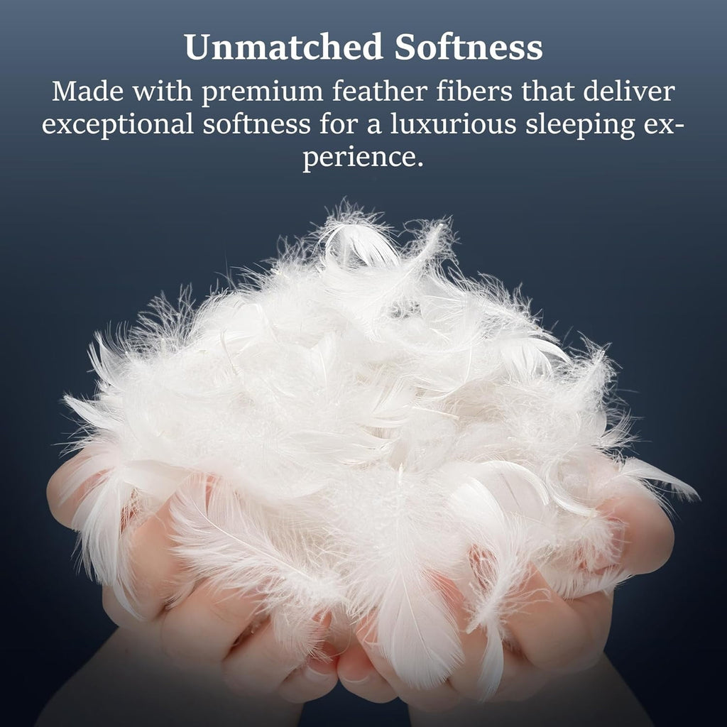 Ergonomic Memory Foam Goose Feather Pillows Queen Size Set of 2, Hotel Down Bed Pillow for Sleeping,Soft 600 TC Cotton Cover - Orthopedic Shredded Foam Bed Pillow Set Detail