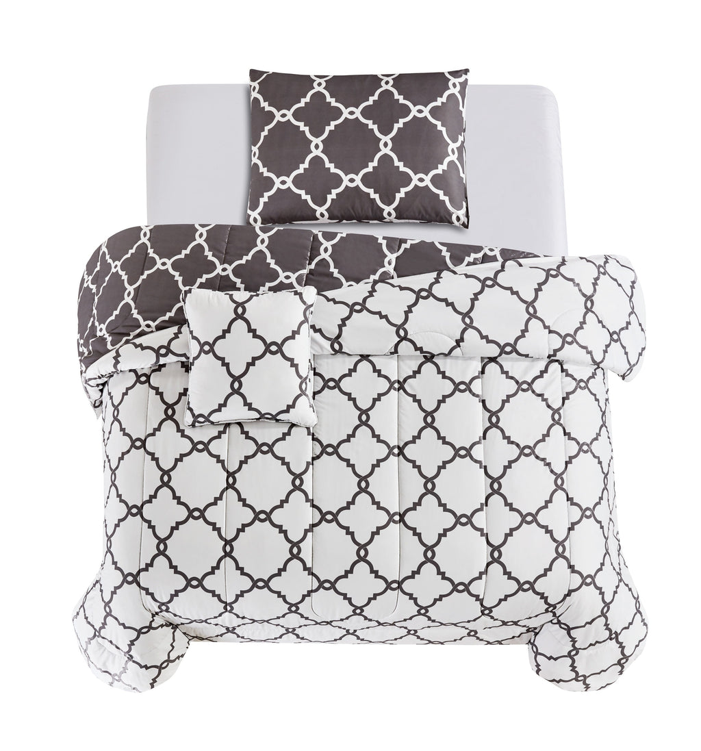 Luxurious Quilted 4 Piece Geometric Twin Comforter Set - Polyester Filling Reversible Washable Comforter Set - Luxurious Quilted Duvet Cover Set Detail