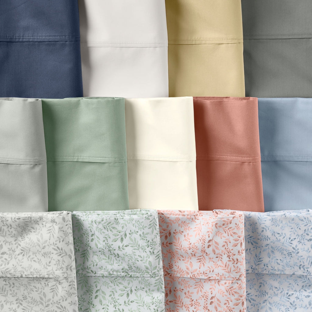 Cooling Sateen Cool & Crisp 4-Piece 300 Thread Count Green River Cotton Percale Sheet Set, Queen - Cooling Hotel Quality Bedding Sheets and Pillowcases Detail