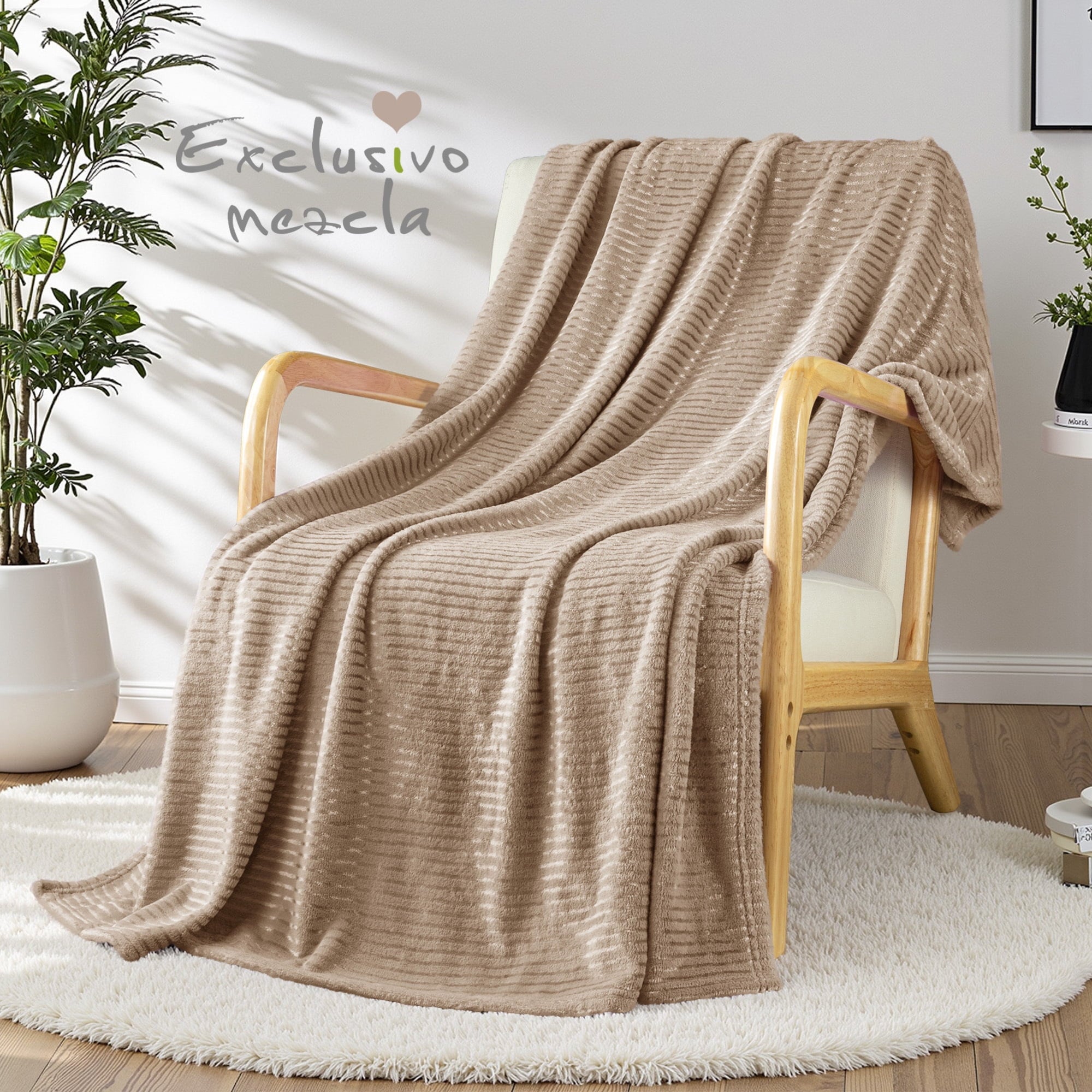Cozy Fleece Soft Throw Blanket, 50"x60", Camel - Lightweight Plush Warm Blanket for All Seasons Detail