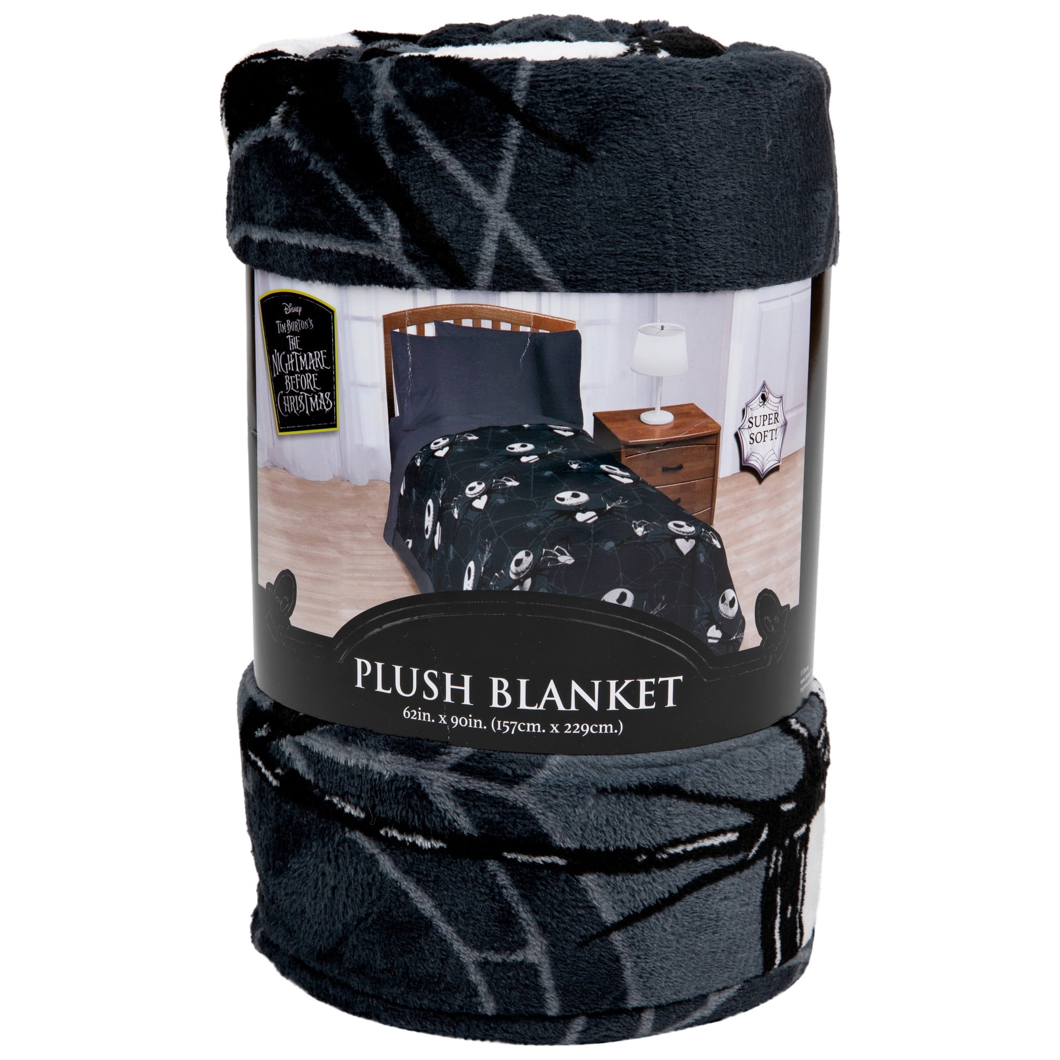 Super Soft Flannel Nightmare Before Christmas Jack Skellington 62x90 Plush Throw Blanket, 100% Polyester - Luxury Knitted Decorative Throw Blanket with Fringes Detail