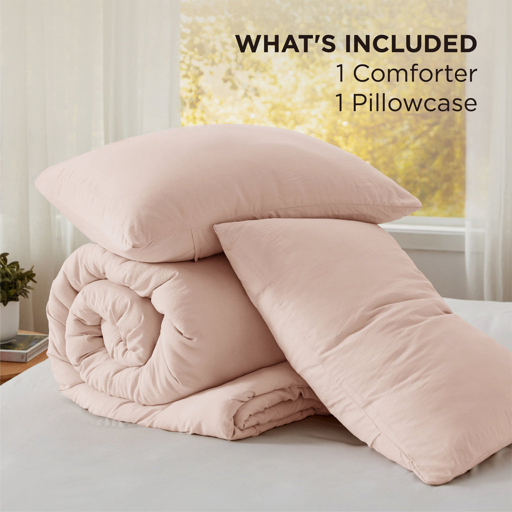 All-Season 2 Pieces Twin Comforter Bedding Set, Pink Comforter Set for All Seasons, 1 Lightweight Prewashed Comforter and 1 Pill... - All-Season Down Alternative Comforter Insert Detail