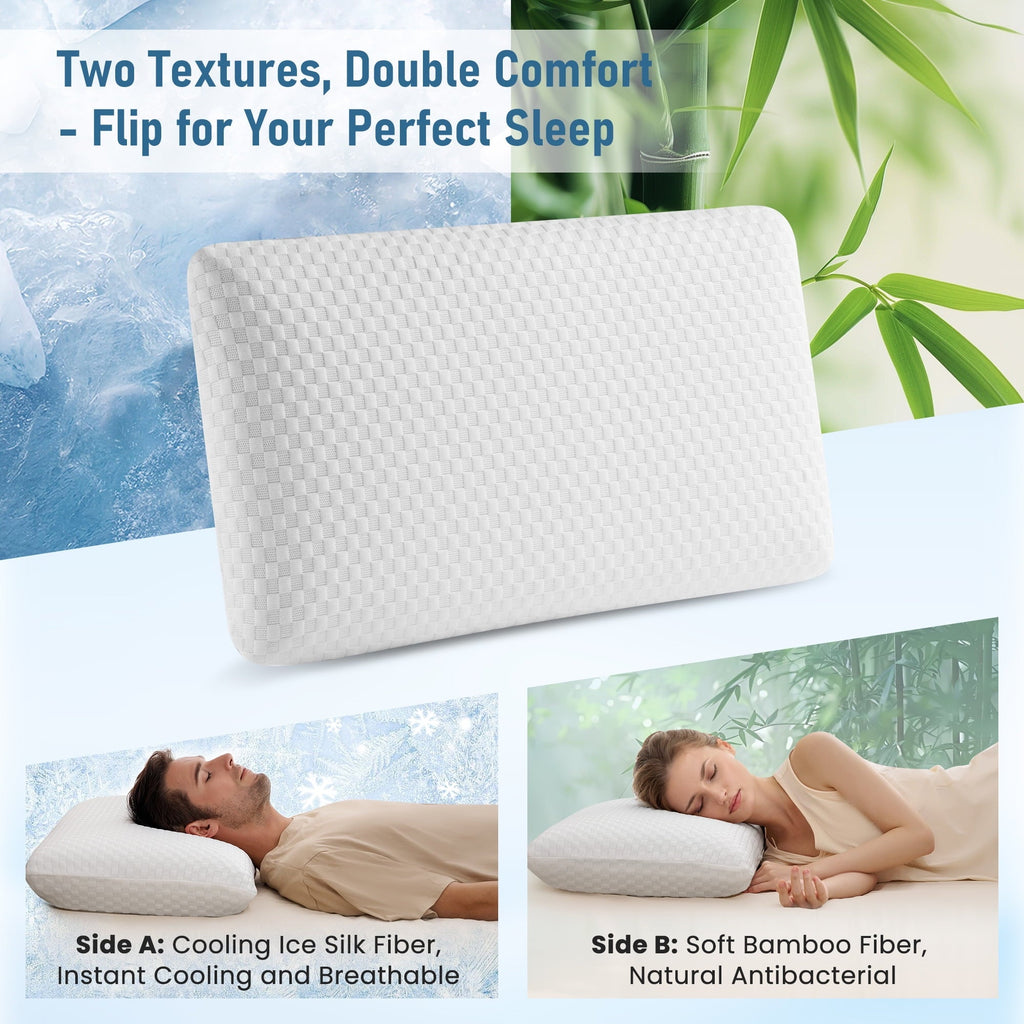 Hotel Collection Memory Foam Pillow for Bed, Cooling Pillow with Extra Height Pad, Supportive Bed Pillow for Side, Back & Hot Sleepers... - Orthopedic Shredded Foam Bed Pillow Set Detail