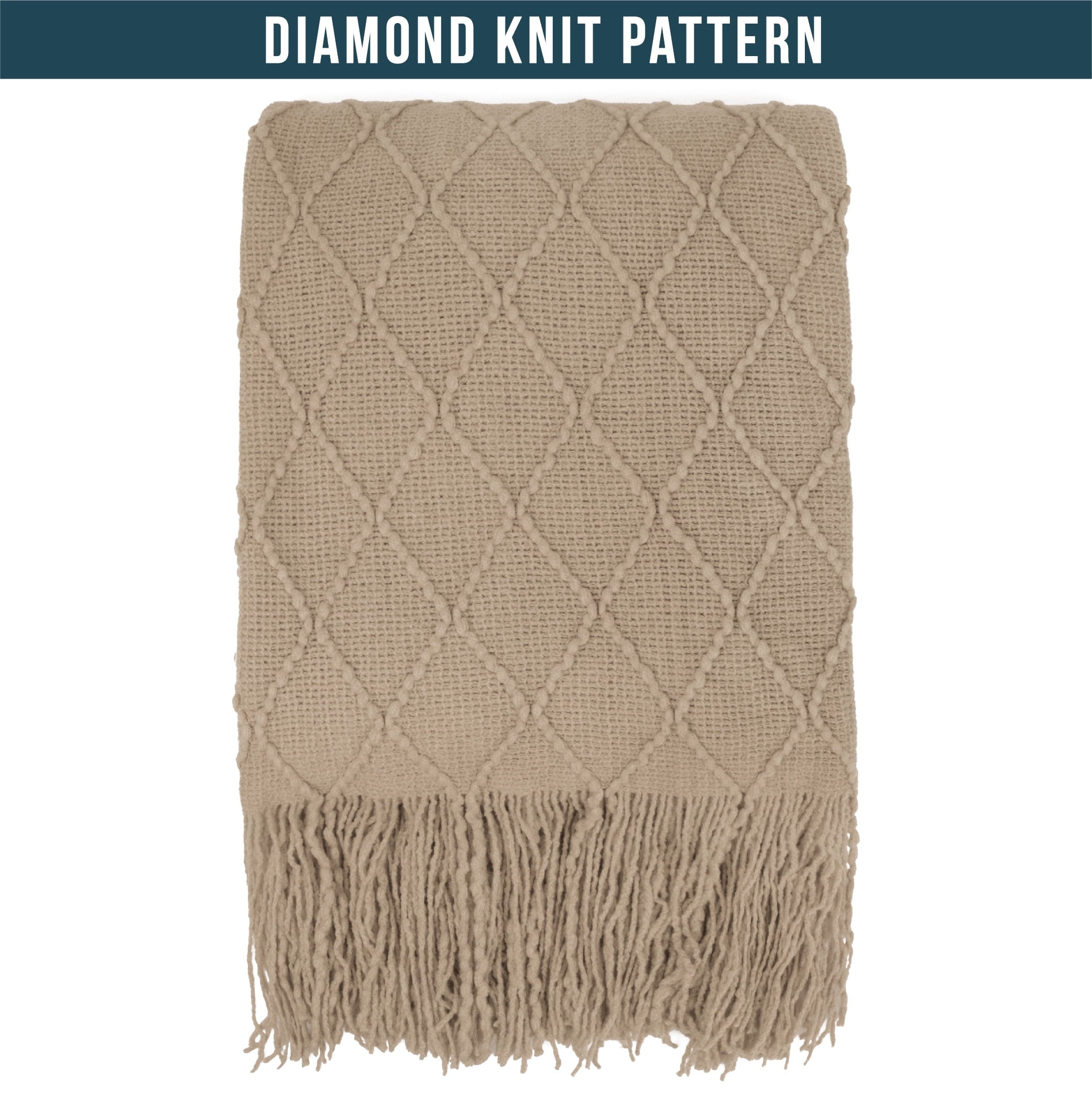 Lightweight Warm Tan Taupe Knit Throw Blanket for Couch Bed, Soft Knitted Farmhouse Sofa Throw for Living Room, Lightweight Decorative... - Luxury Knitted Decorative Throw Blanket with Fringes Detail