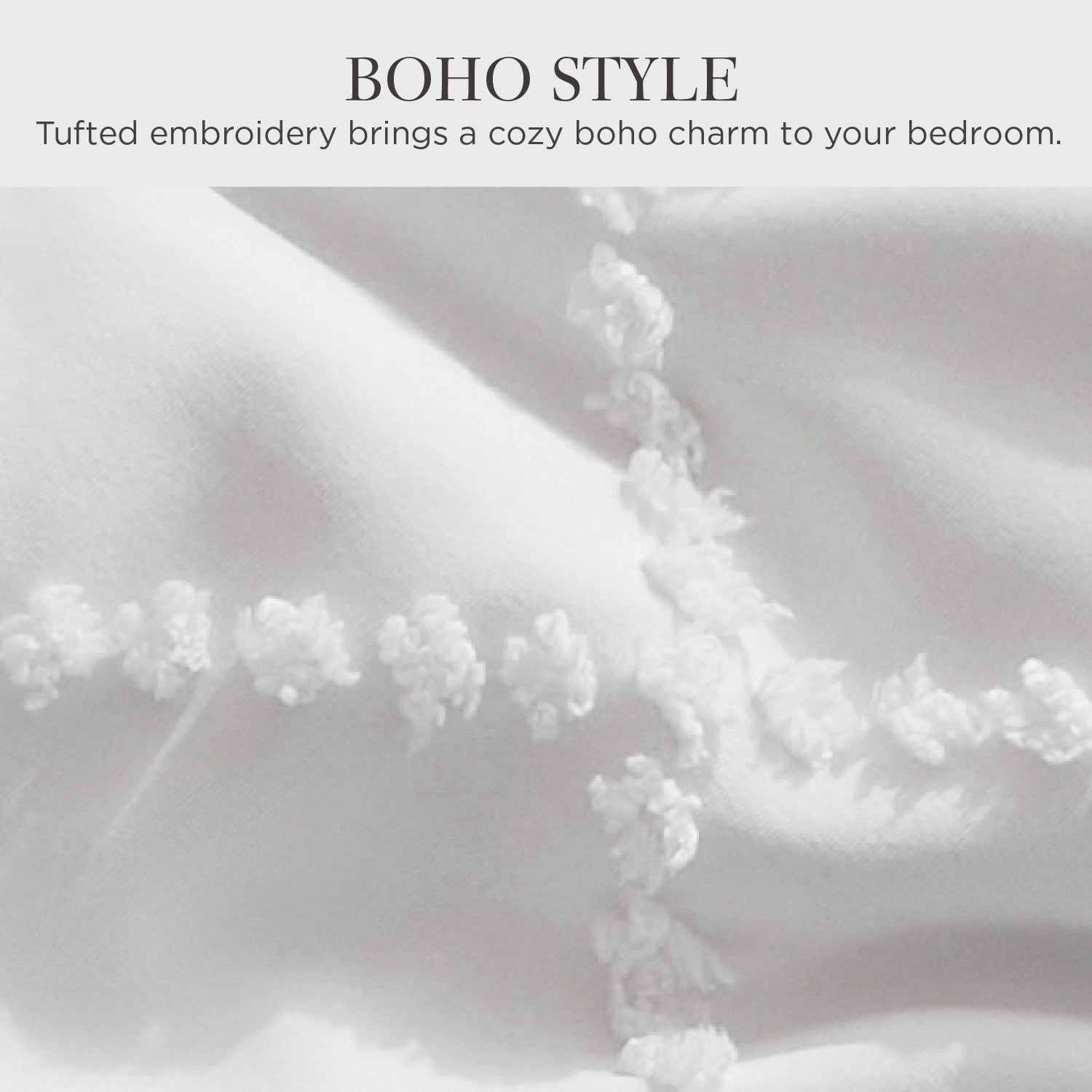 Hypoallergenic Cloud Queen Comforter Set, Boho Tufted Shabby Chic Bedding Comforter Set, 3 Pieces Farmhouse Bed Set for All Seasons, White... - Luxurious Quilted Duvet Cover Set Detail