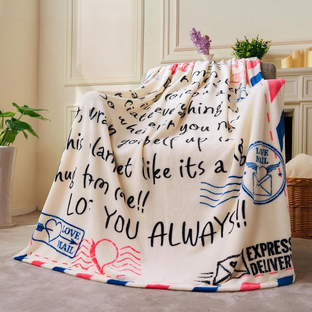 Cozy Fleece Blanket for Mom 50" x 60" Soft Flannel Throw Blanket Birthday Mother's Day Gift，Ivory White - Lightweight Plush Warm Blanket for All Seasons Detail