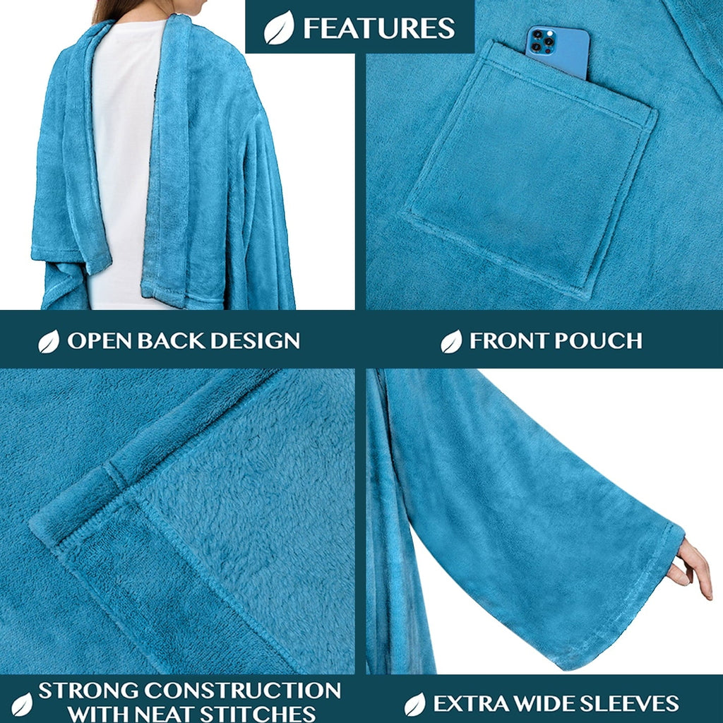 Lightweight Warm Wearable Blanket with Sleeves for Adult Women Men, Cozy Fleece Warm Wrap Throw Blanket with Arms, Pocket, Gifts for C... - Luxury Knitted Decorative Throw Blanket with Fringes Detail