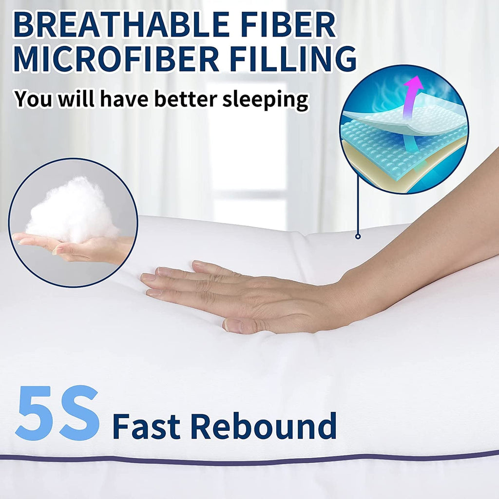 Orthopedic Support Bed Pillows for Sleeping Queen Size 20" x 30" Hypoallergenic Pillow for Side and Back Sleeper Soft Supportive Hotel C... - Decorative Throw Pillow Cushion for Sofa & Bed Detail