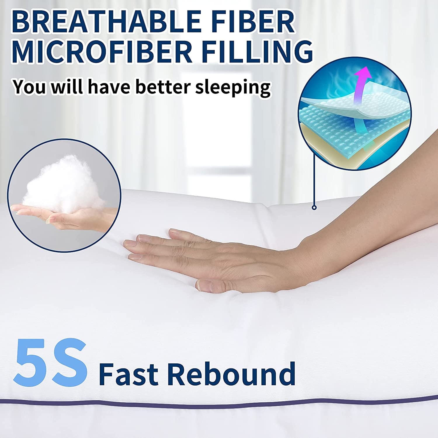 Orthopedic Support Bed Pillows for Sleeping Queen Size 20" x 30" Hypoallergenic Pillow for Side and Back Sleeper Soft Supportive Hotel C... - Decorative Throw Pillow Cushion for Sofa & Bed Detail