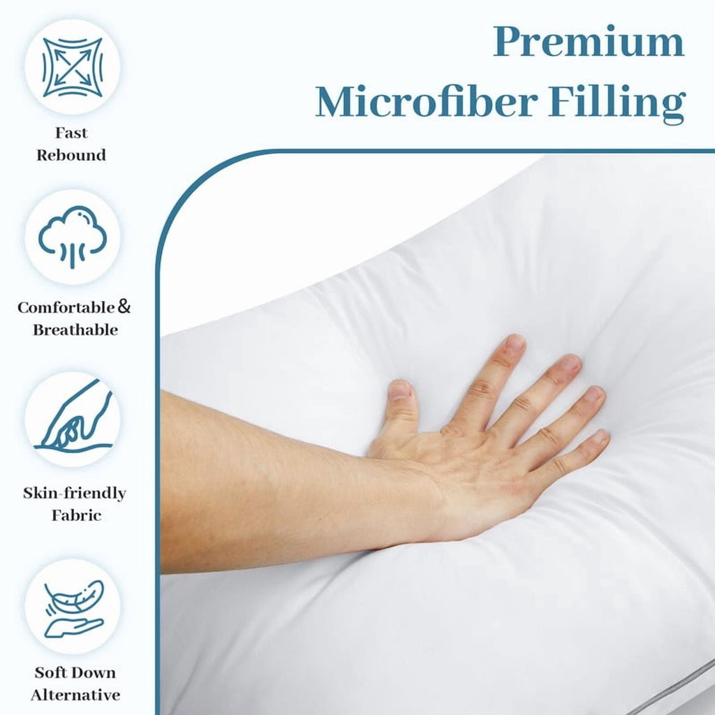 Hotel Collection Pillows Queen Size Set of 2, Bed Pillows for Side, Back and Stomach Sleepers, Super Soft Down Alternative Filling, Lu... - Hotel Quality Plush Sleeping Pillows Detail