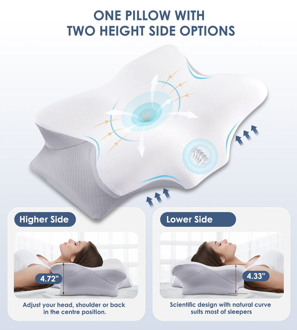 Decorative Plump Cervical Pillow for Neck Pain Relief, Contour Memory Foam Pillows, Odorless Ergonomic Neck Pillow Adjustable Orthoped... - Hotel Quality Plush Sleeping Pillows Detail