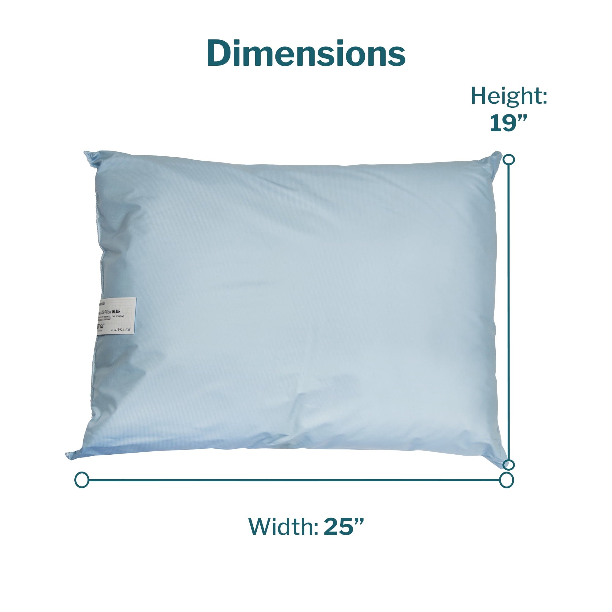 Orthopedic Support Reusable Water-Resistant Soft Polyester Fill Blue Bed Pillow, 19" x 25", 1 Ct - Ergonomic Memory Foam Pillow for Neck Pain Support Detail