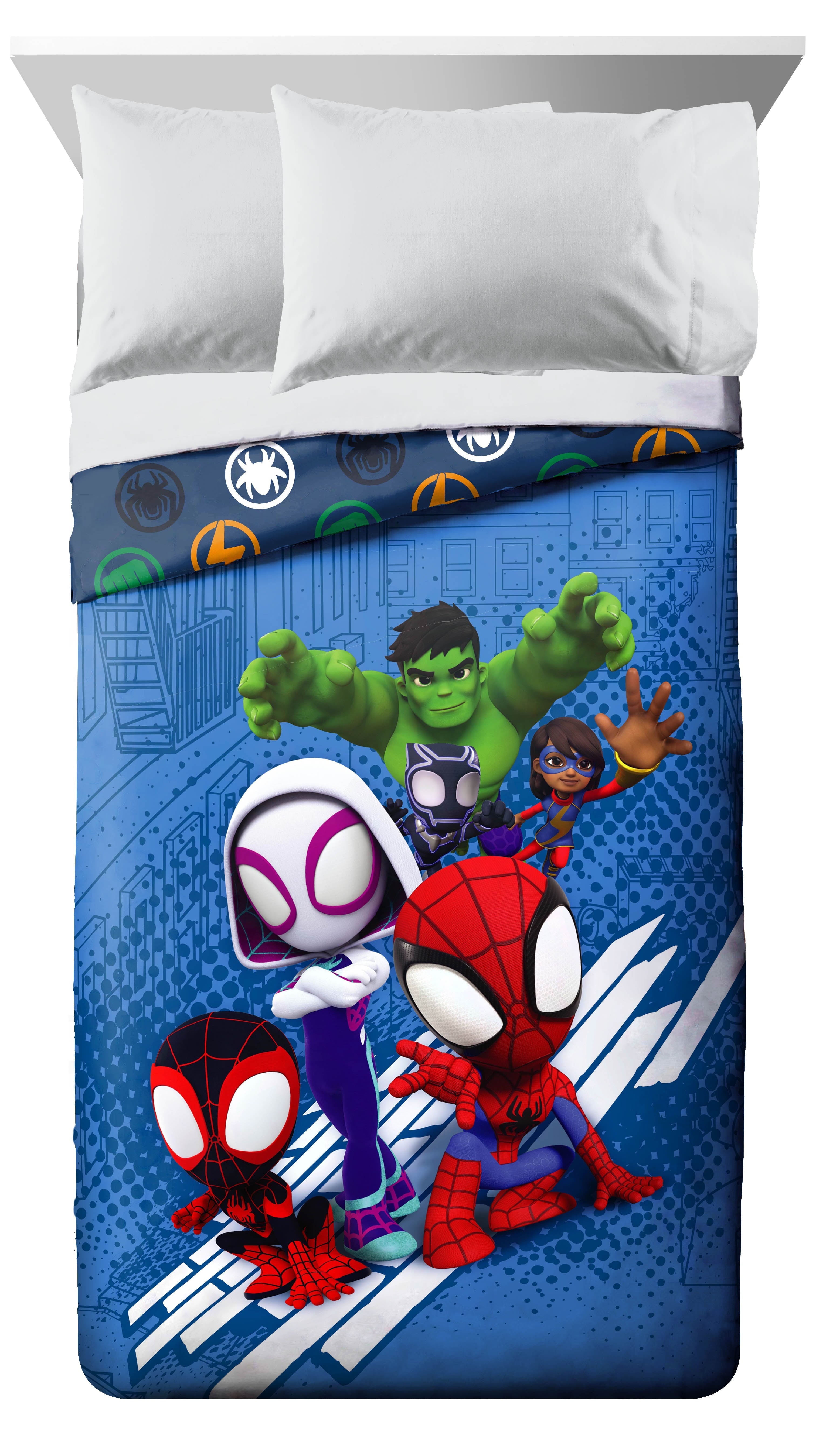 Luxurious Quilted Spidey Amazing Friends Kids 2-Piece Twin/Full Reversible Comforter Set, Microfiber, Red - All-Season Down Alternative Comforter Insert Detail