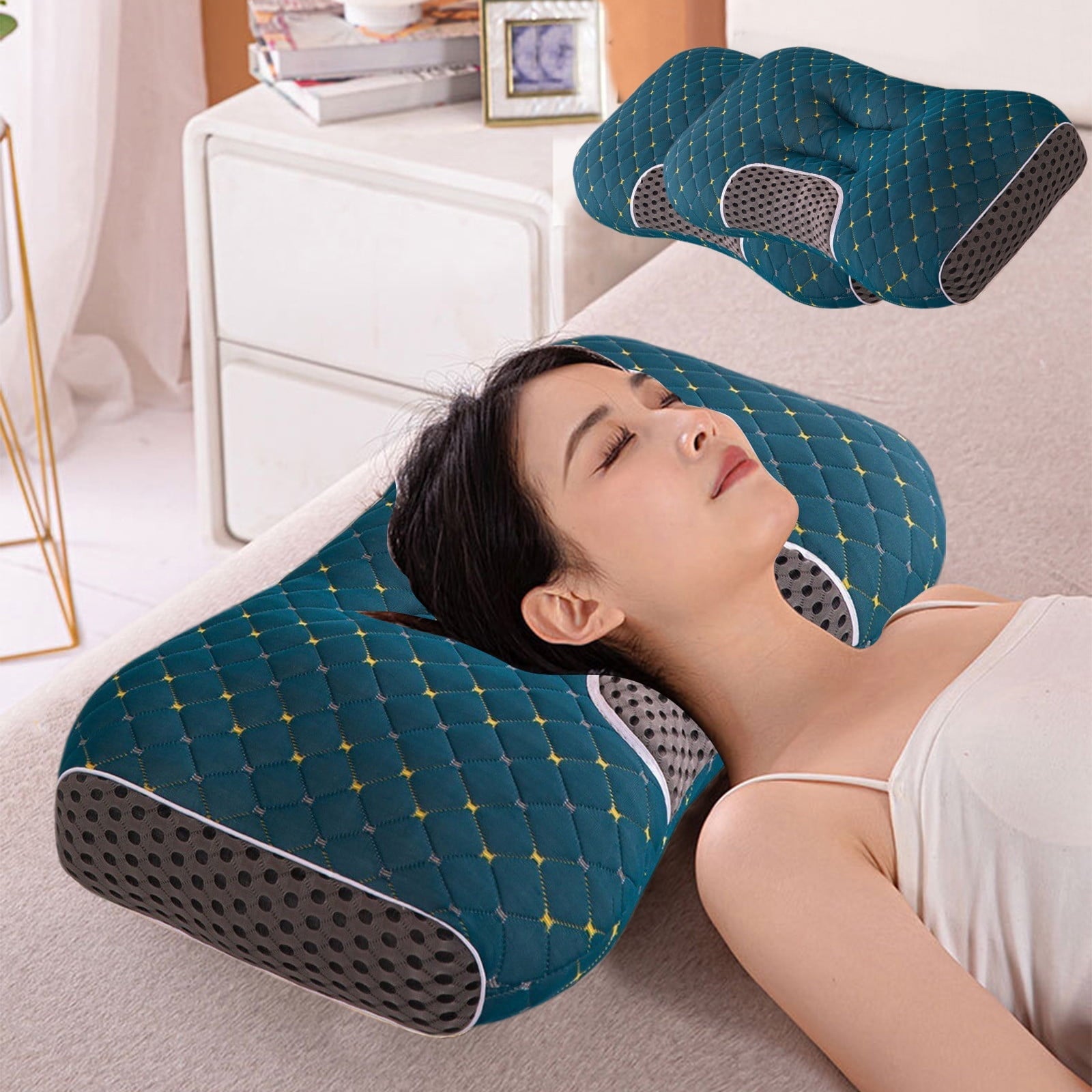 Orthopedic Support 2-Pack Orthopedic Cervical Pillows For Deep Sleep Support - Non-Collapsing Memory Foam Pillow With Neck Pain Relief, ... - Hotel Quality Plush Sleeping Pillows Detail