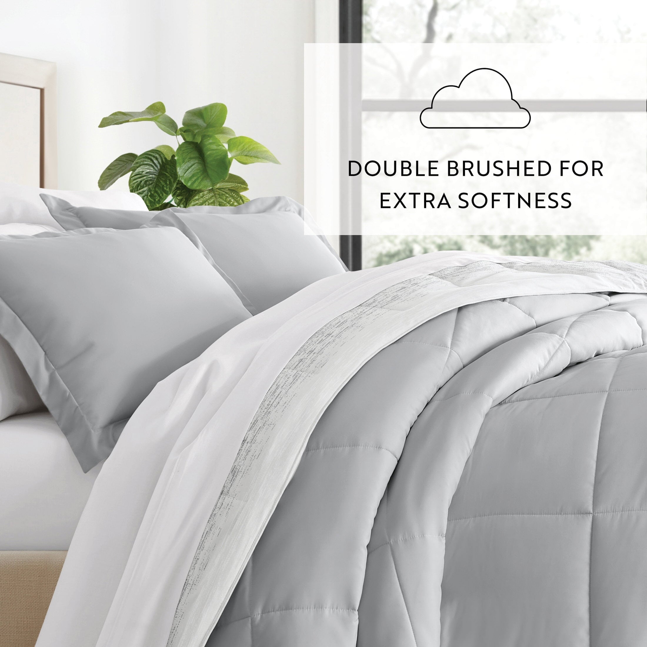 All-Season All Season Ultra Soft Comforter Set Lightweight Bedding in Gray/Black Ombre for Full/Queen Size - Luxurious Quilted Duvet Cover Set Detail
