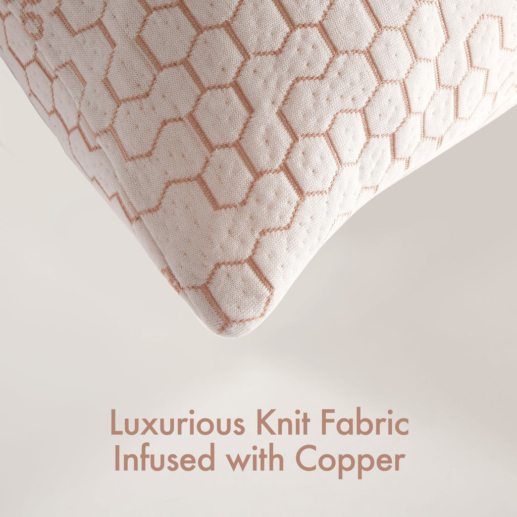 Fluffy Shredded Cozy Copper Infused Bed Pillow Standard, White - Orthopedic Shredded Foam Bed Pillow Set Detail