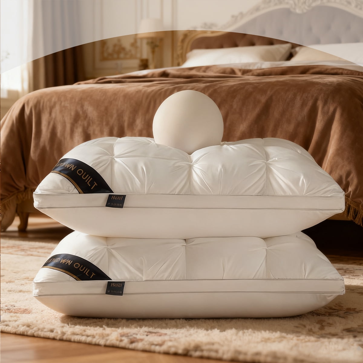 Orthopedic Support 2-Pack 3-Line Grid Bed Pillow (20.1" x 13.97") - Soft, Breathable and Hypoallergenic - Decorative Throw Pillow Cushion for Sofa & Bed Detail
