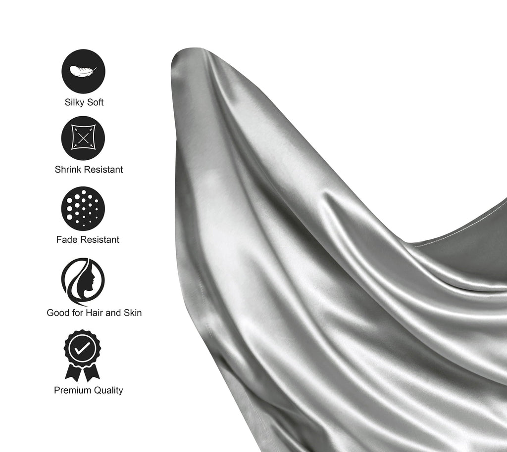 Wrinkle-Resistant Luxury Satin Sheets Set Full Size Light Gray, 4-Piece Bedding Sets with Deep Pockets - Soft and Smooth Satin Bed Shee... - Premium Ultra-Soft Pillowcase Pair for Sleeping Detail